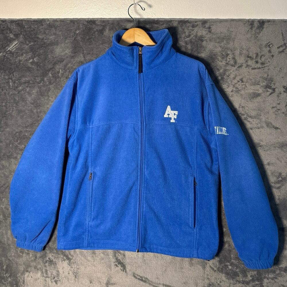 Vtg 90s Pro Player Air Force Academy Falcons Fleece Jacket Full Zip Blue Mens M